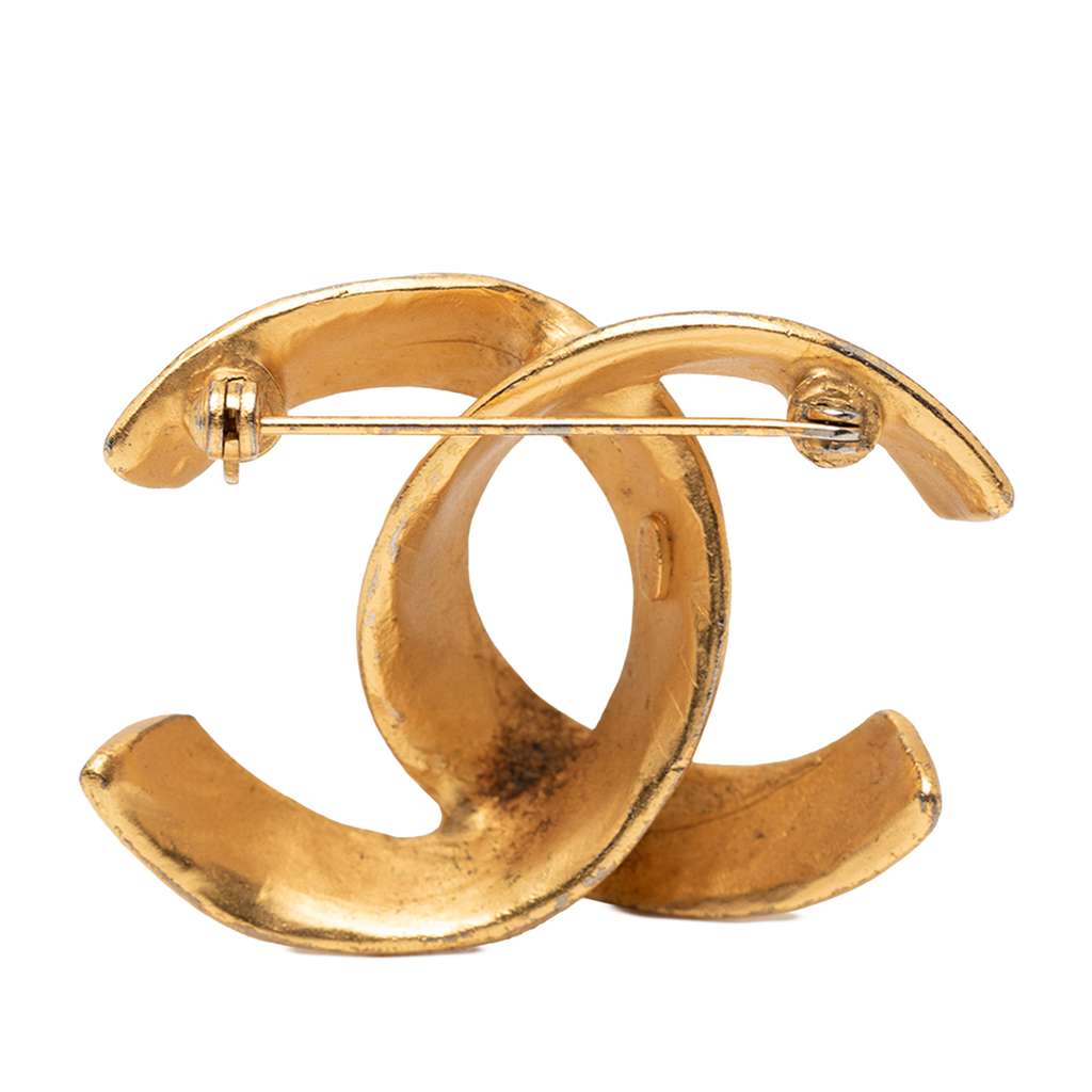 Chanel CC Gold Plated Logo Brooch - 2