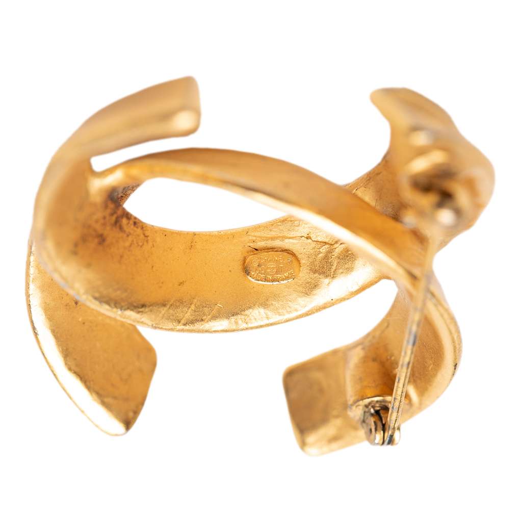 Chanel CC Gold Plated Logo Brooch - 3