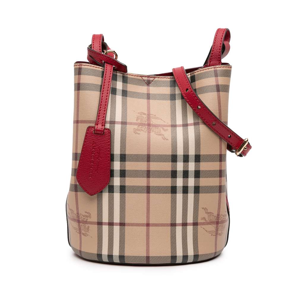 Burberry Haymarket Check Coated Canvas Lorne Bucket Bag