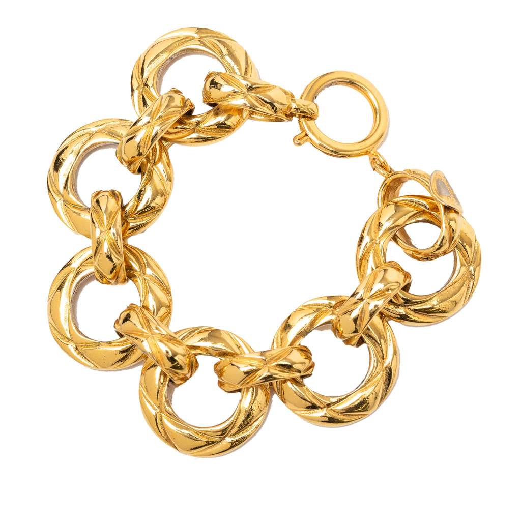 Chanel Gold Plated Quilted Chain Link Bracelet - 2