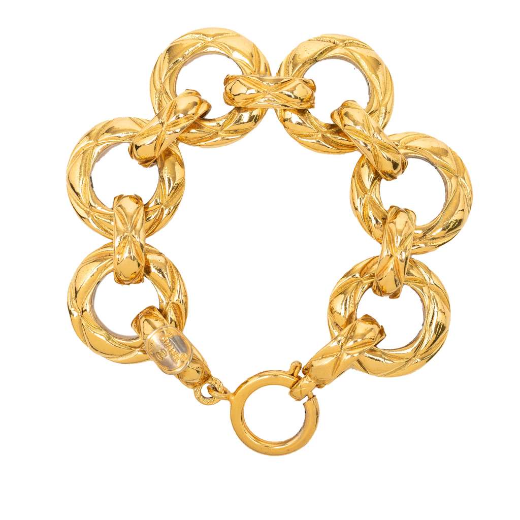 Chanel Gold Plated Quilted Chain Link Bracelet - 3