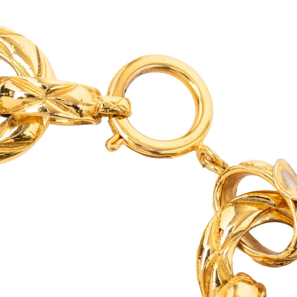 Chanel Gold Plated Quilted Chain Link Bracelet - 4