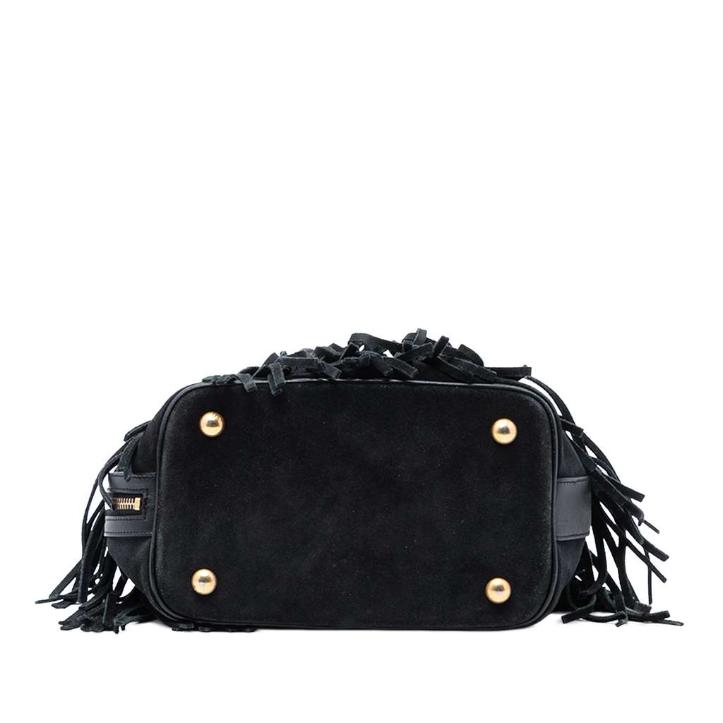 Saint Laurent Small Suede Emmanuelle Fringe Bucket Bag - 3