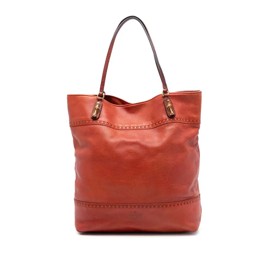 Gucci Large Leather Laidback Crafty Tote Orange Leather Very good - Front View