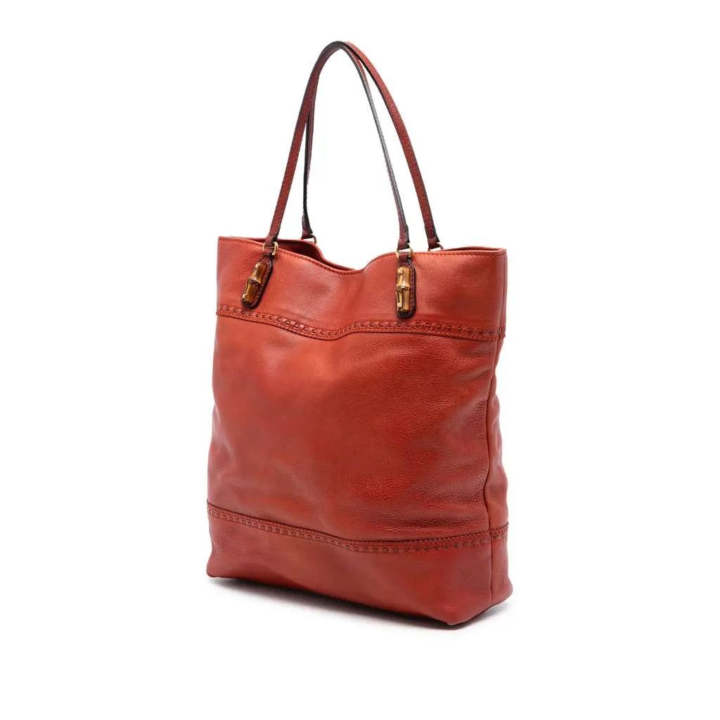 Gucci Large Leather Laidback Crafty Tote Orange Leather Very good - Back View
