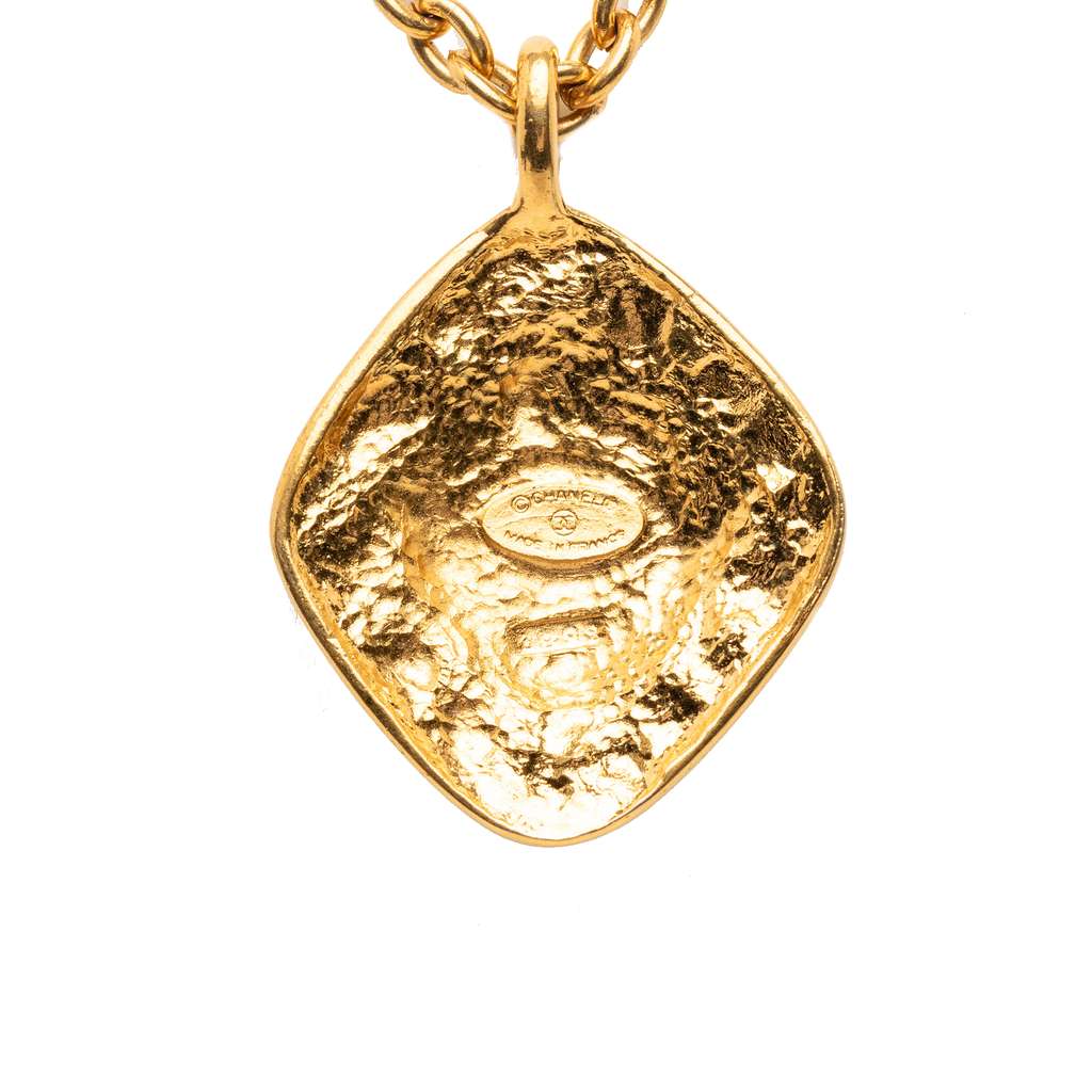 Chanel CC Gold Plated Diamond Shape Pendant Necklace - 2