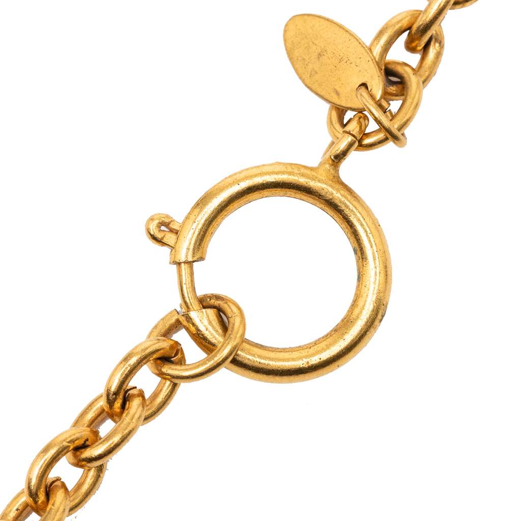 Chanel CC Gold Plated Diamond Shape Pendant Necklace - 3