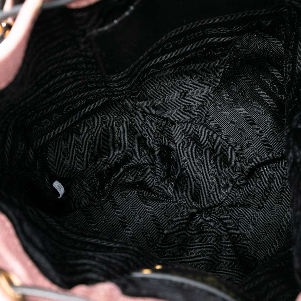 Prada Craquele Leather Embellished Fringe Bucket Bag - 4