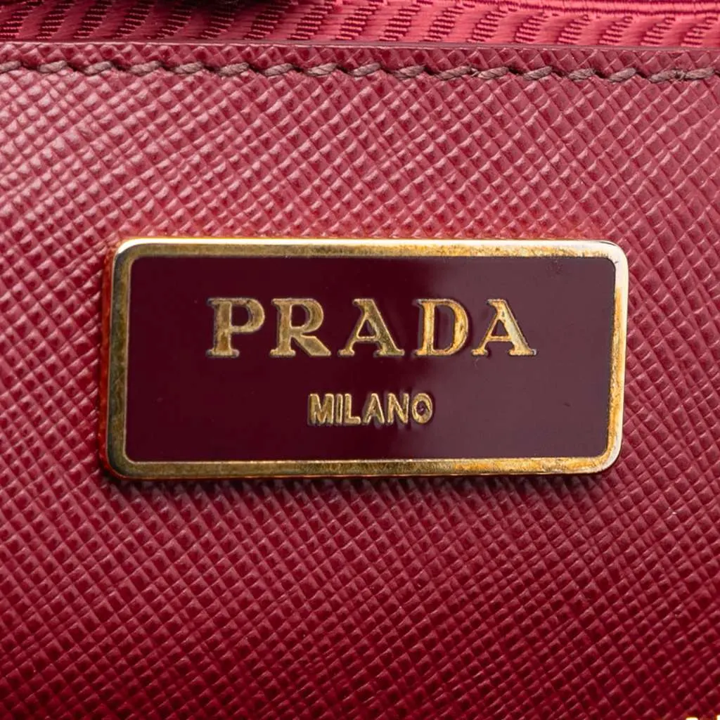 Prada Saffiano Lux Galleria Double Zip Front Pocket Satchel Red Leather Very good - Box View