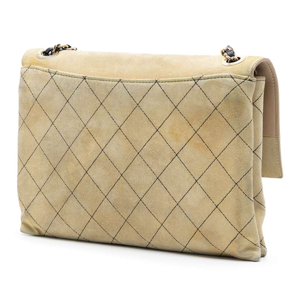 Chanel Quilted Suede Retro Label Flap - 2