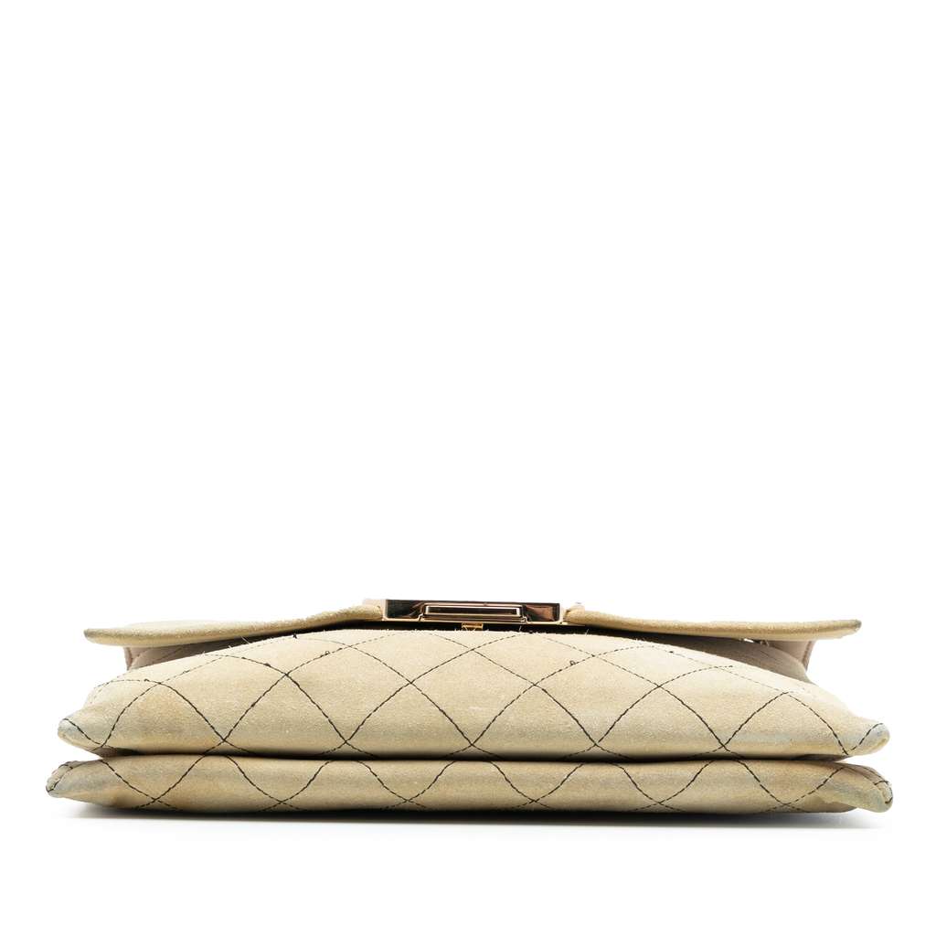 Chanel Quilted Suede Retro Label Flap - 3