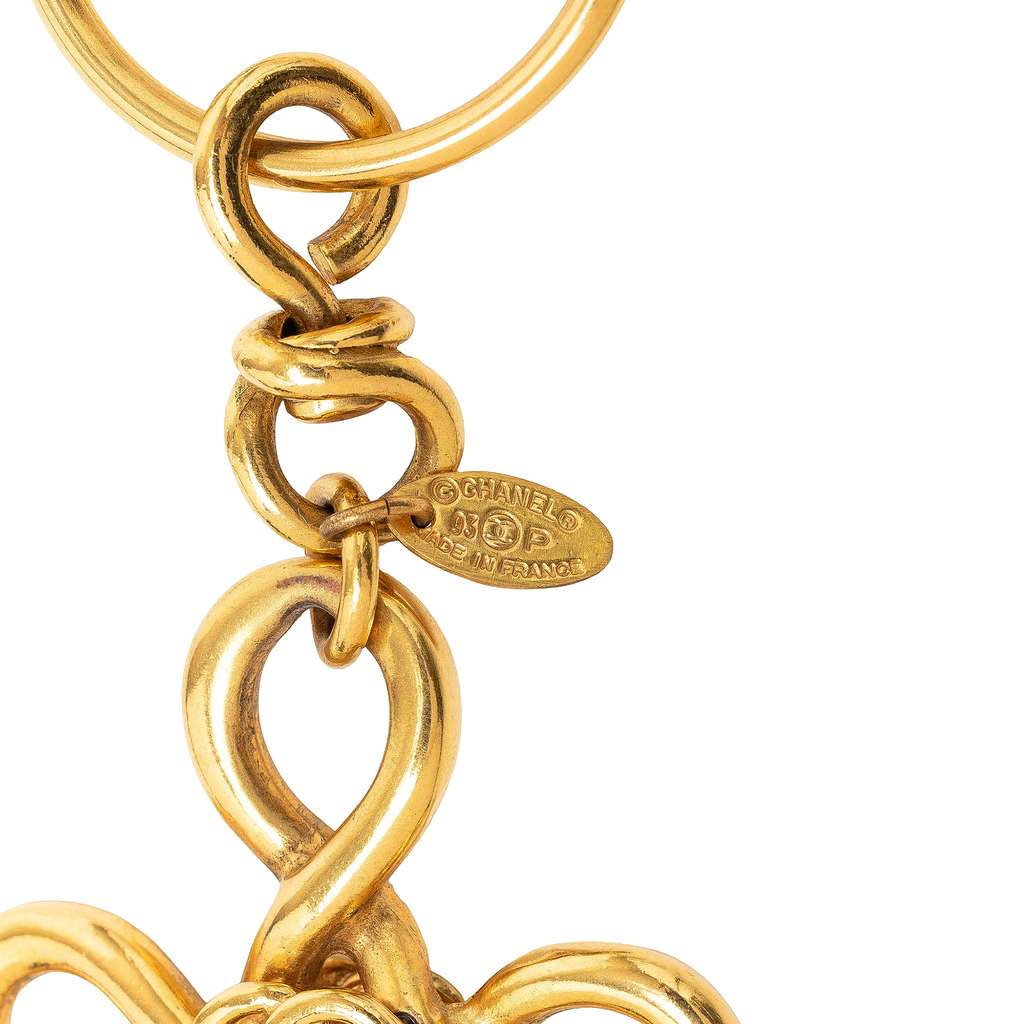 Chanel Gold Plated CC Clover Cross Keychain - 2