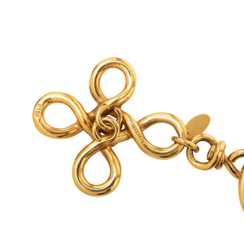 Chanel Gold Plated CC Clover Cross Keychain - 4