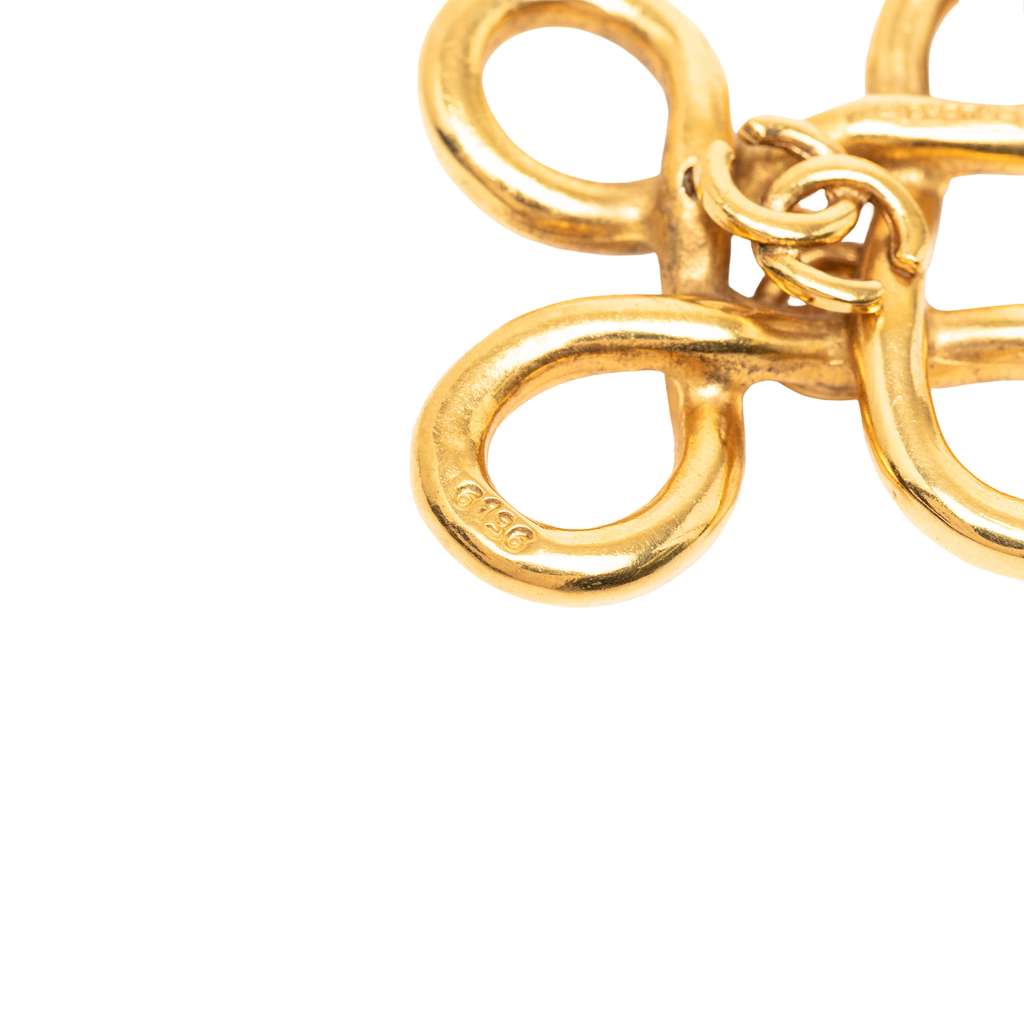 Chanel Gold Plated CC Clover Cross Keychain - 5