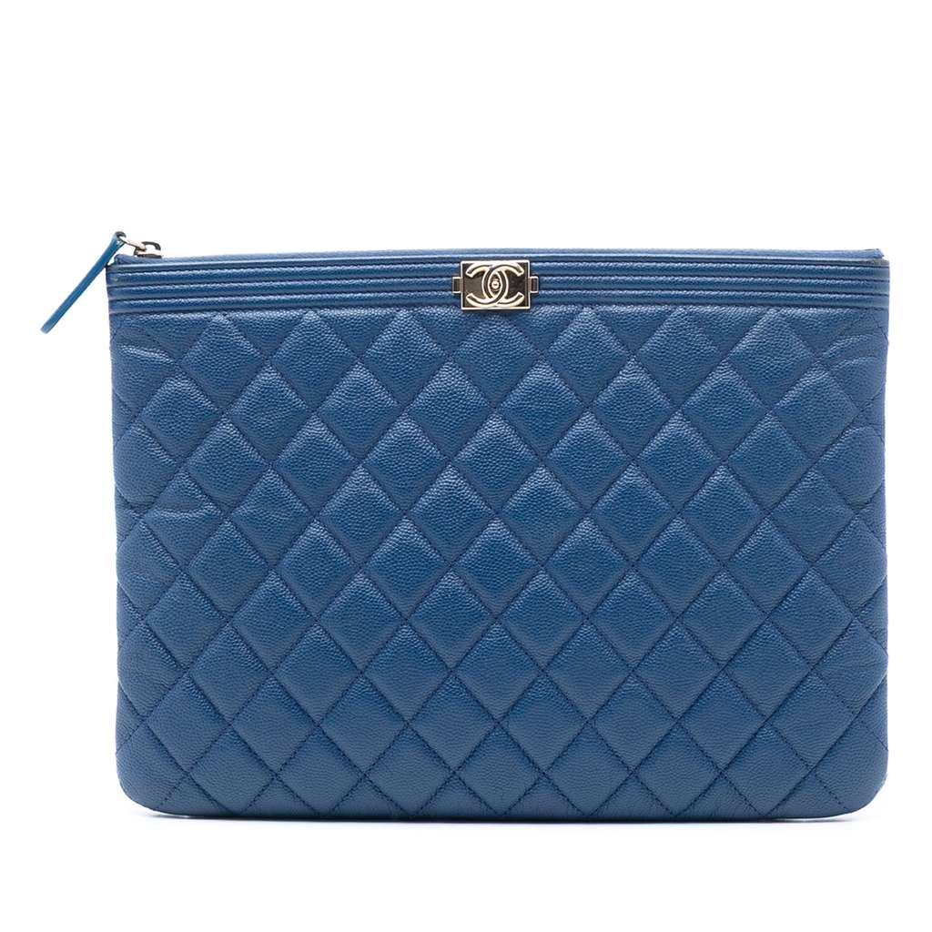 Chanel Medium Quilted Caviar Boy O Case Clutch