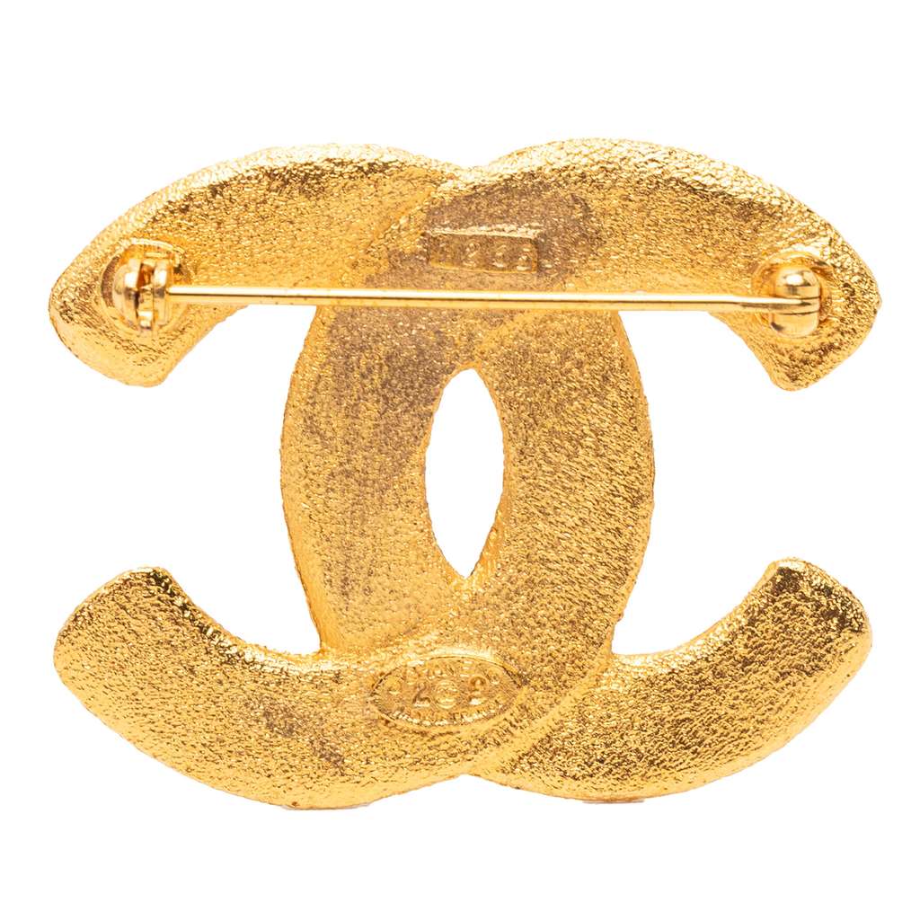 Chanel Gold Plated CC Brooch - 2