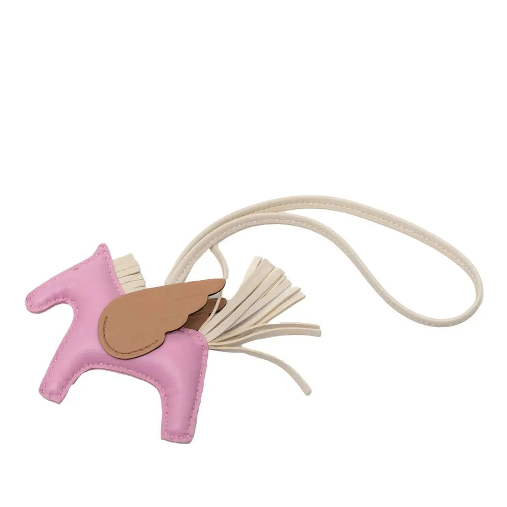 Hermès Milo lambskin and Swift Calfskin Rodeo Pegase Bag Charm PM Pink Leather Very good - Front View