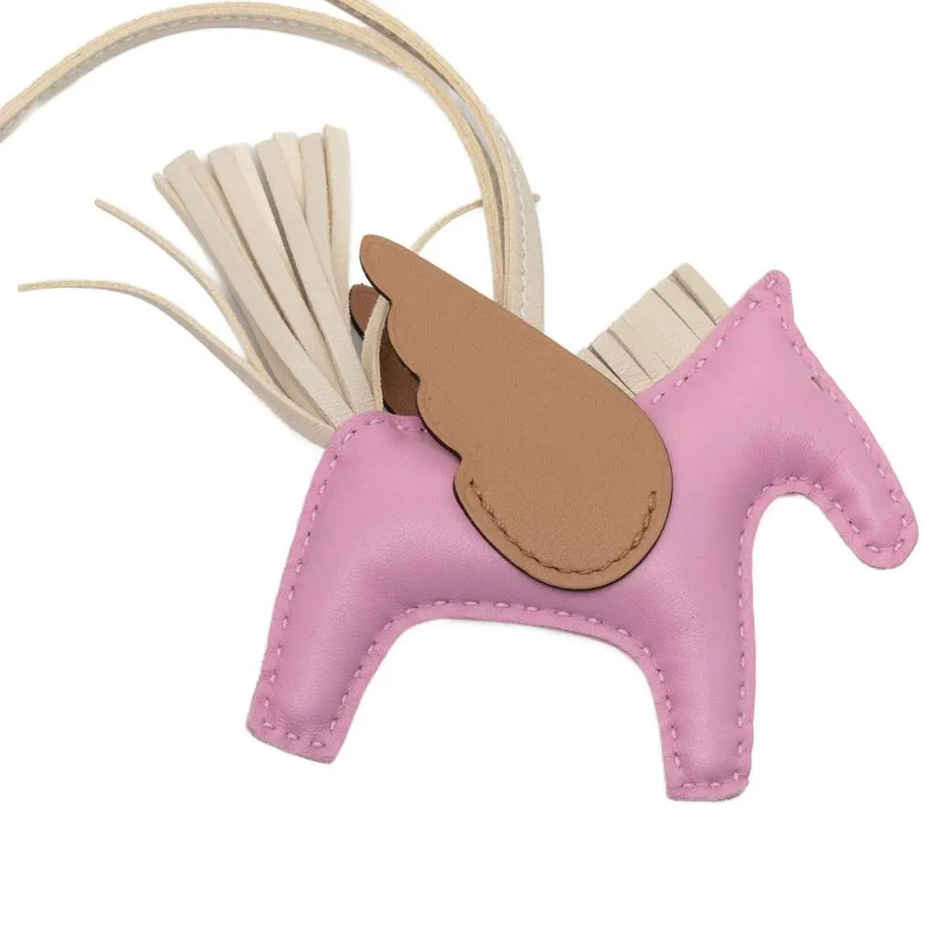 Hermès Milo lambskin and Swift Calfskin Rodeo Pegase Bag Charm PM Pink Leather Very good - Inside View
