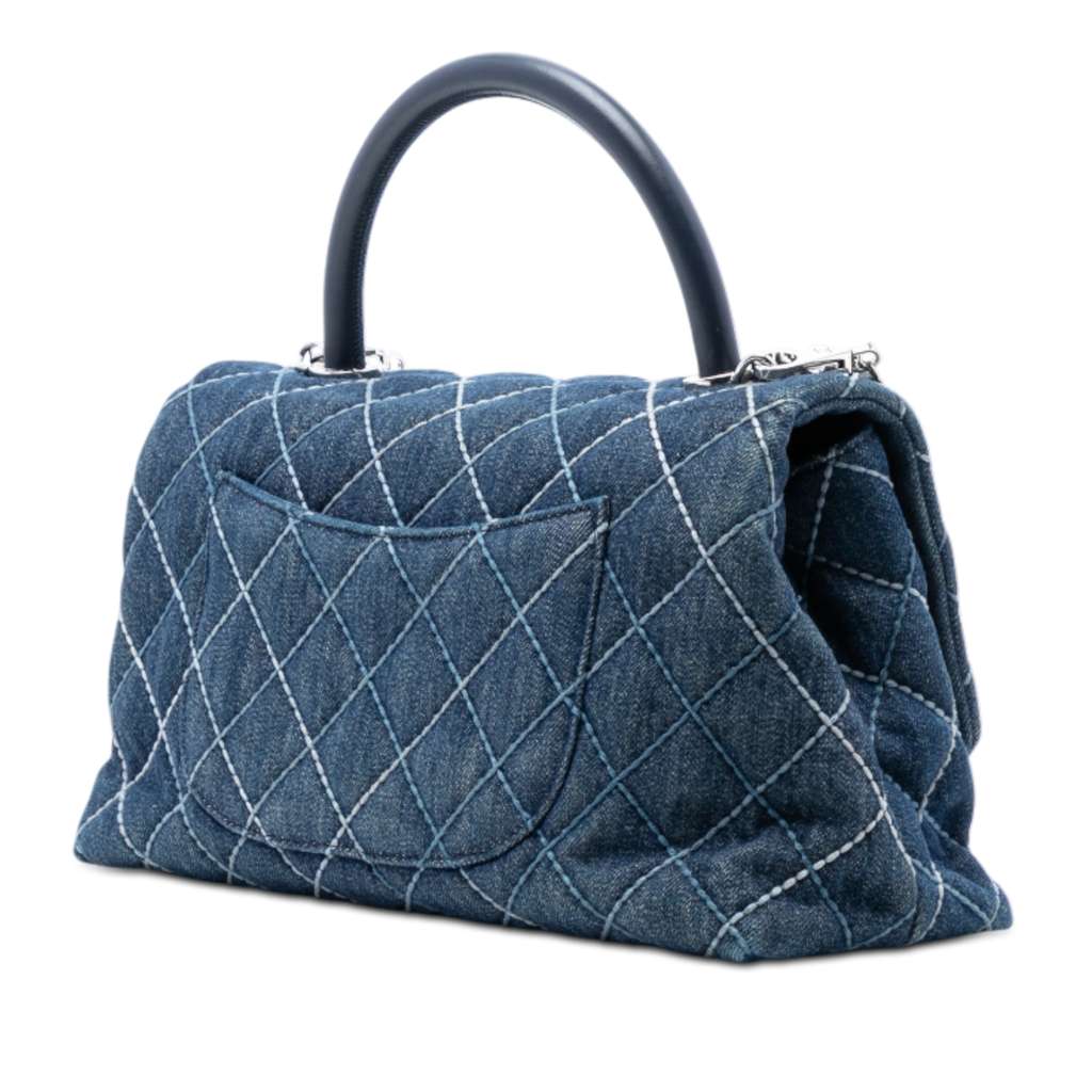 Chanel Small Quilted Denim Coco Top Handle Bag - 2