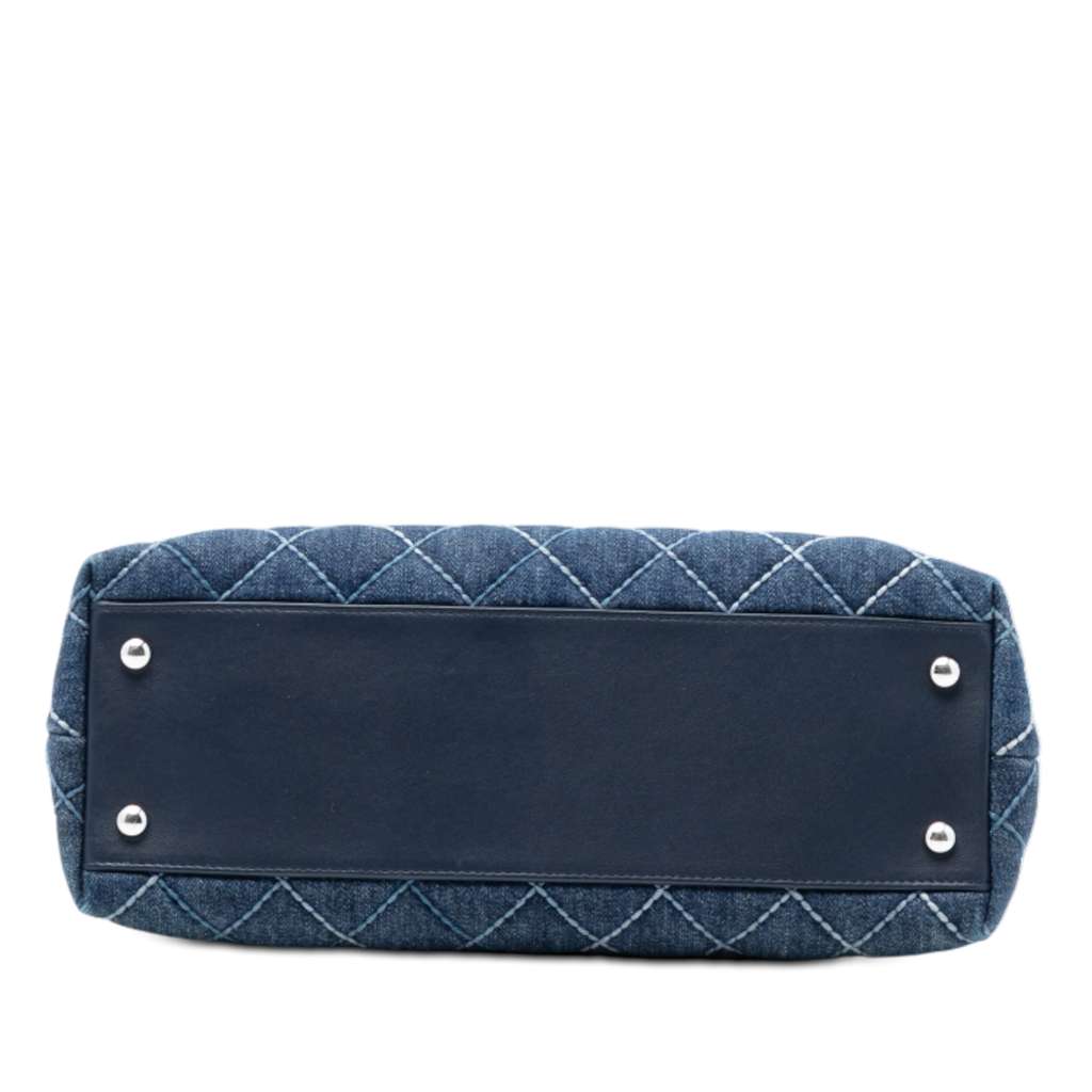 Chanel Small Quilted Denim Coco Top Handle Bag - 3