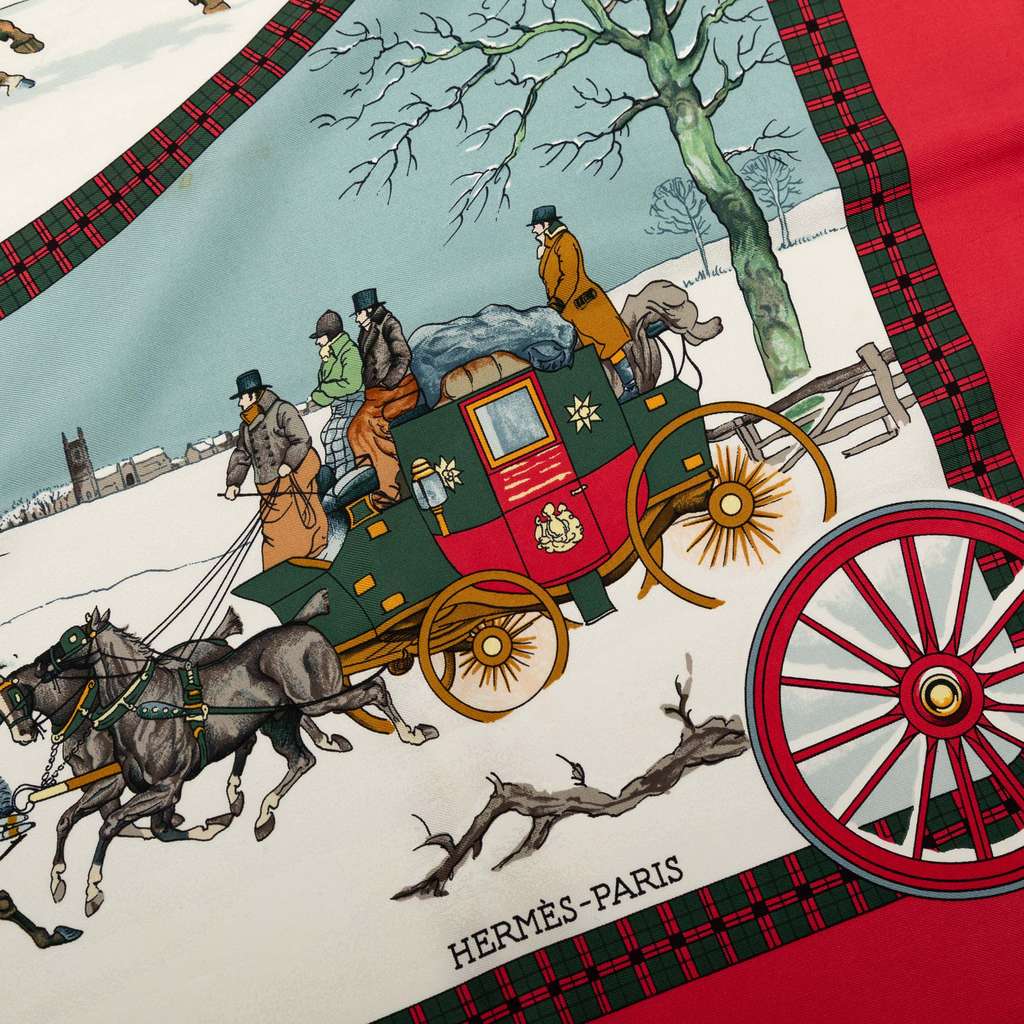 Hermès L Hiver En Poste Silk Scarf 90 - 4