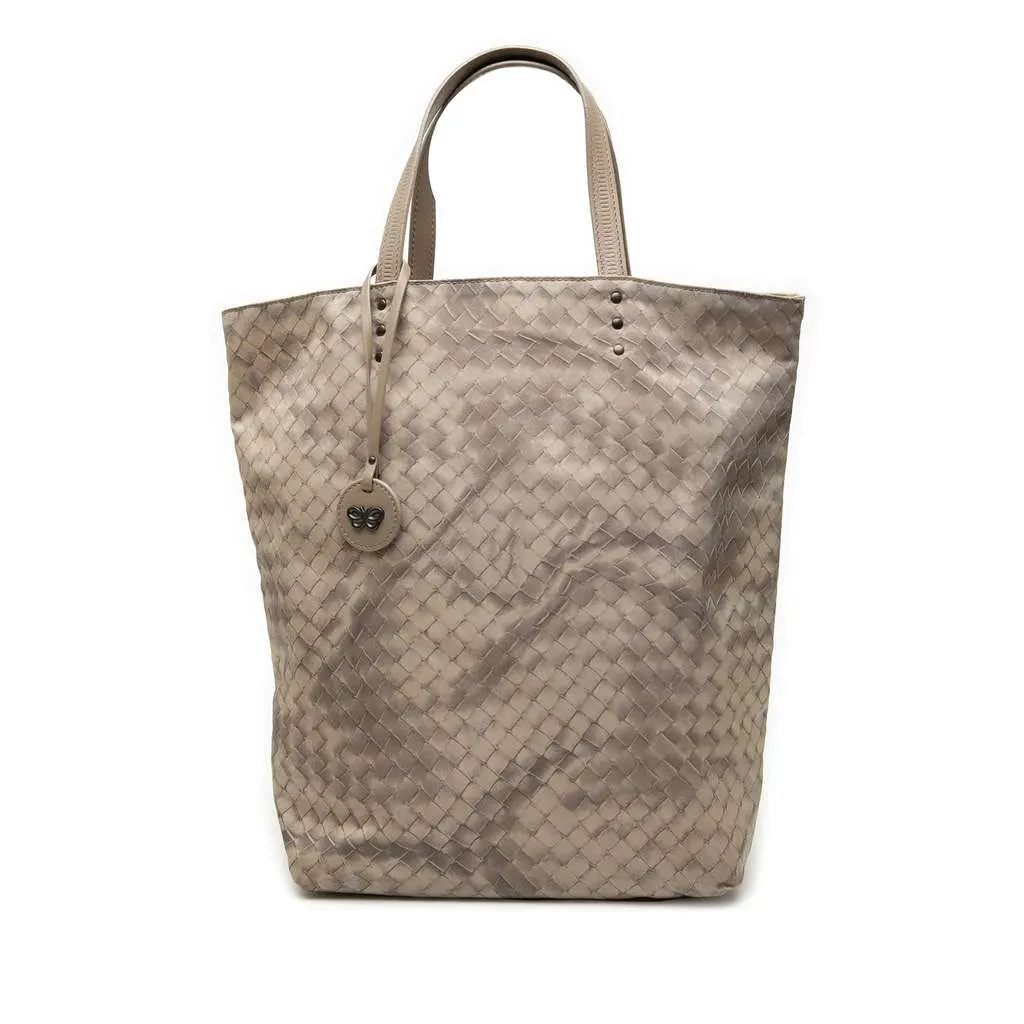 Bottega Veneta Nylon Intrecciolusion Tote Brown Good - Front View