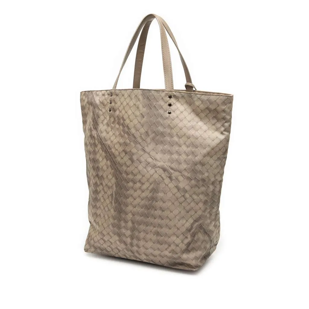 Bottega Veneta Nylon Intrecciolusion Tote Brown Good - Back View