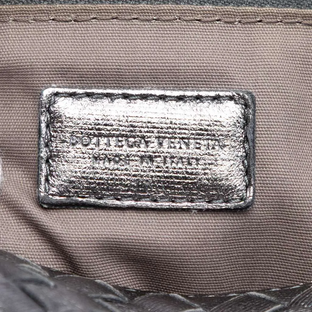 Bottega Veneta Metallic Nappa Intrecciato Clutch Grey Leather Very good - Box View