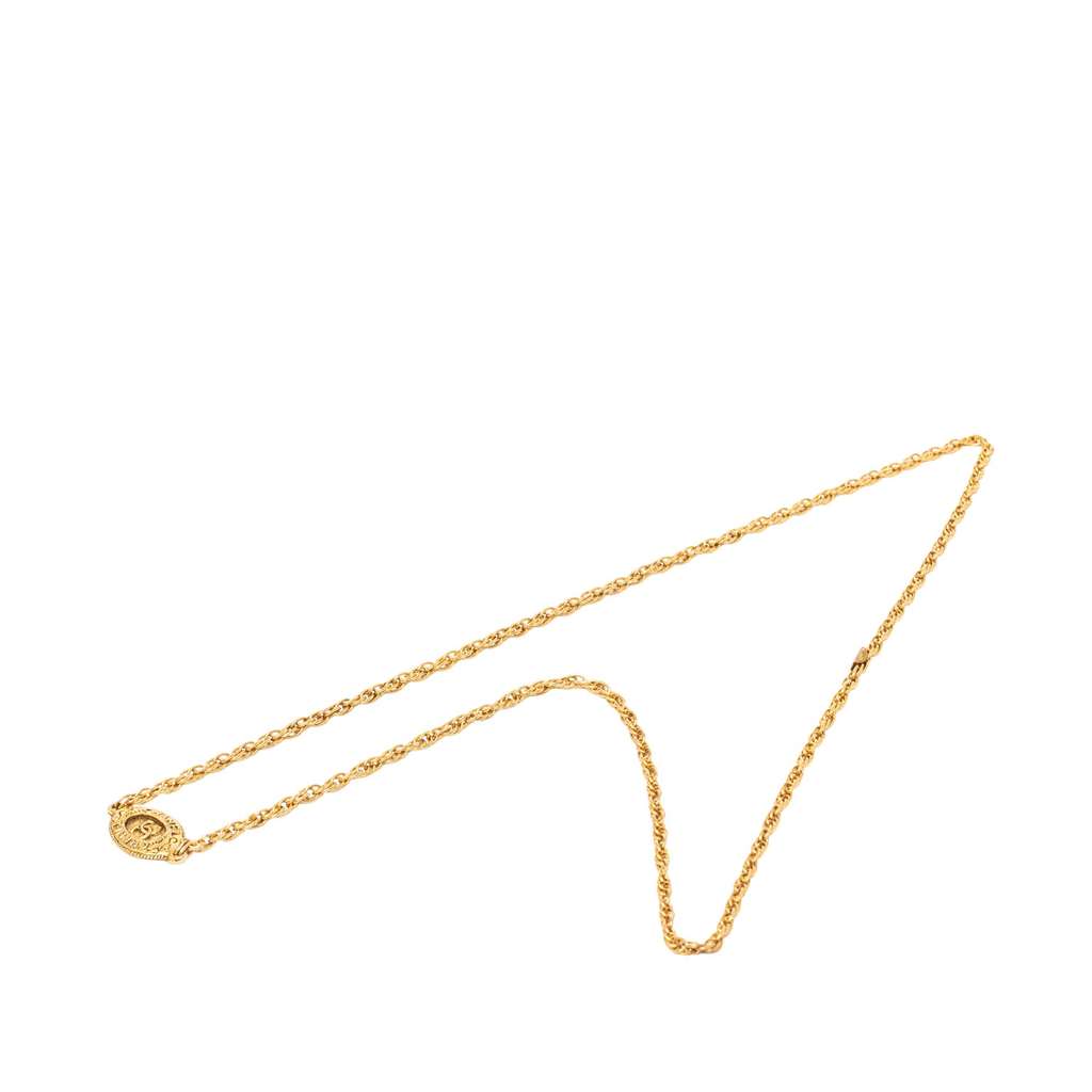 Chanel Gold Plated CC Medallion Long Chain Necklace - 4