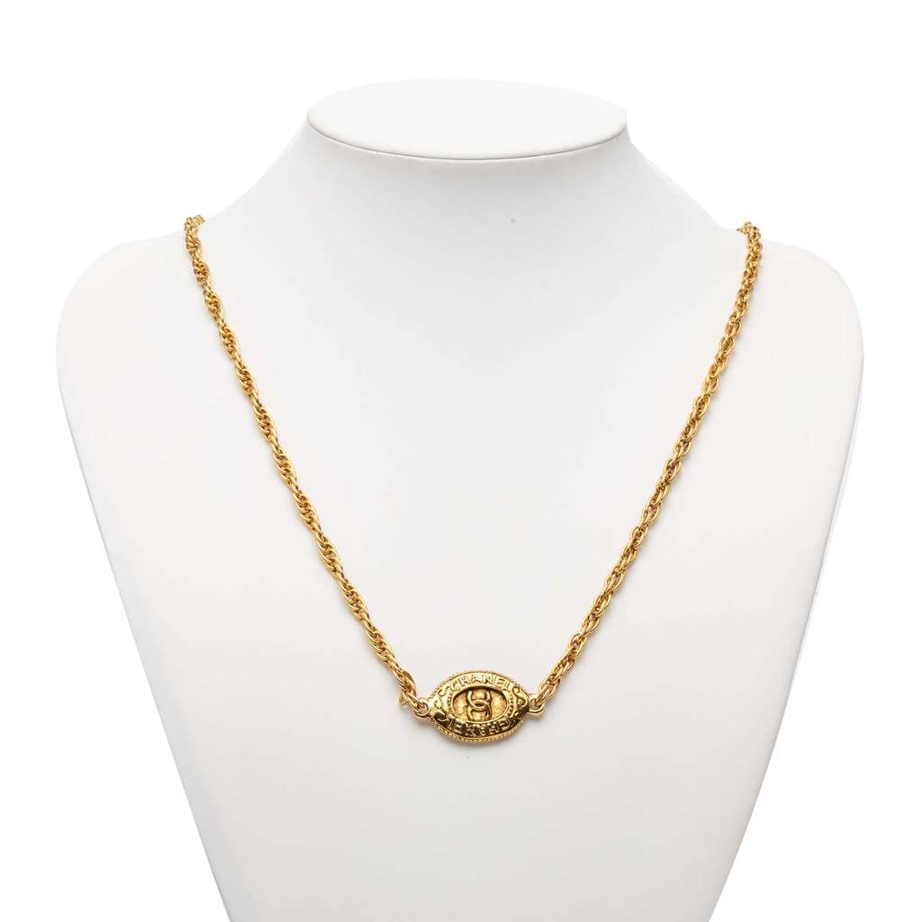 Chanel Gold Plated CC Medallion Long Chain Necklace - 5