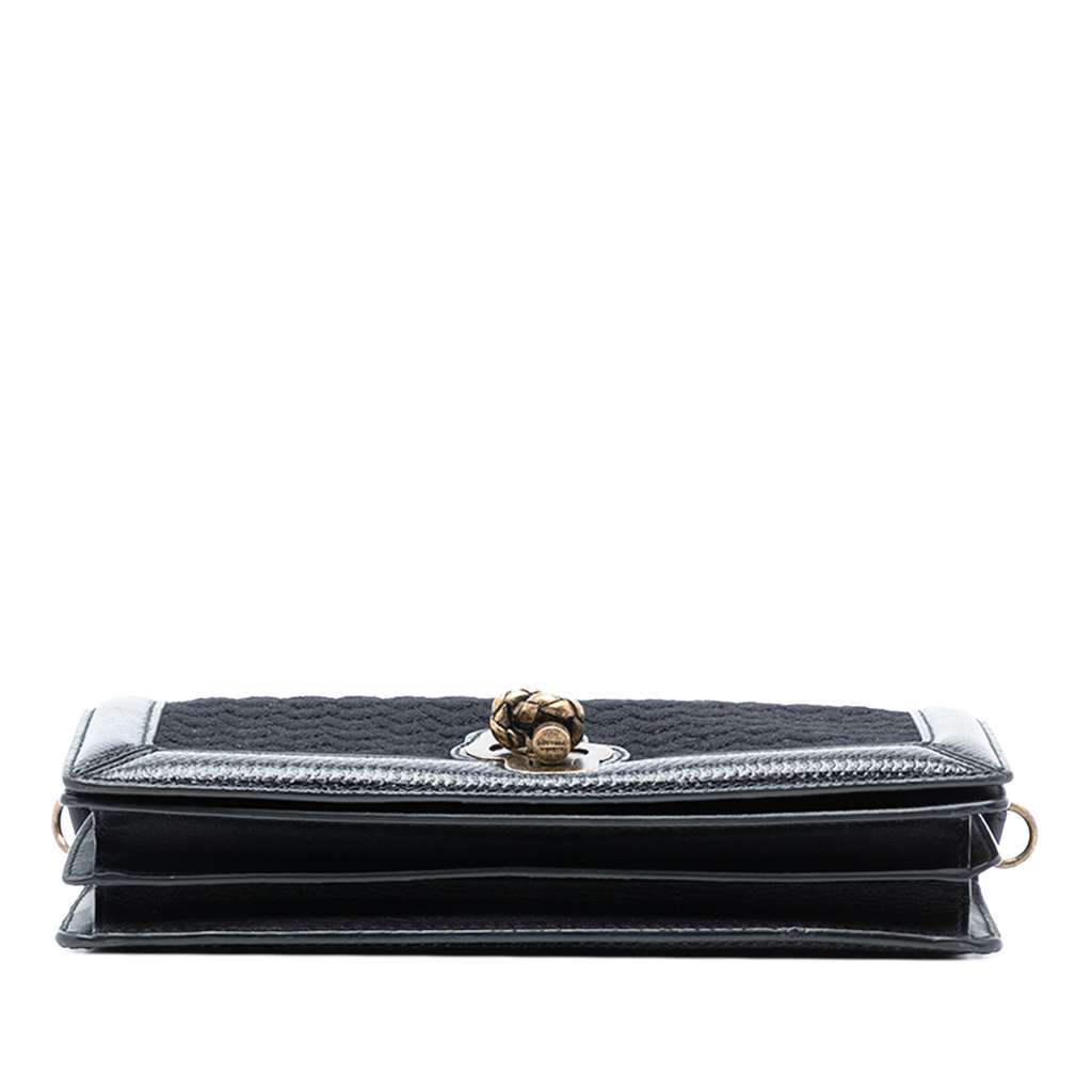 Bottega Veneta Karung Trimmed Knit Intrecciato Knot Clutch On Chain - 3