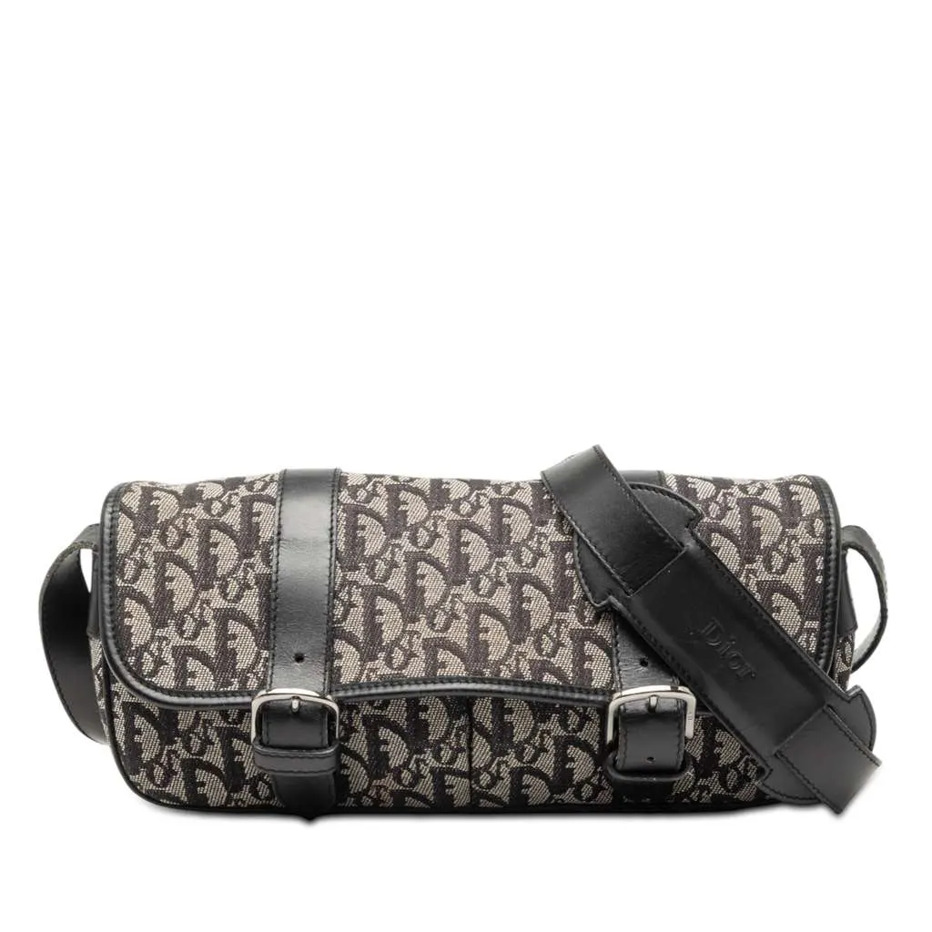 Dior Diorissimo Trotter Canvas Crossbody Black Canvas Good - Front View
