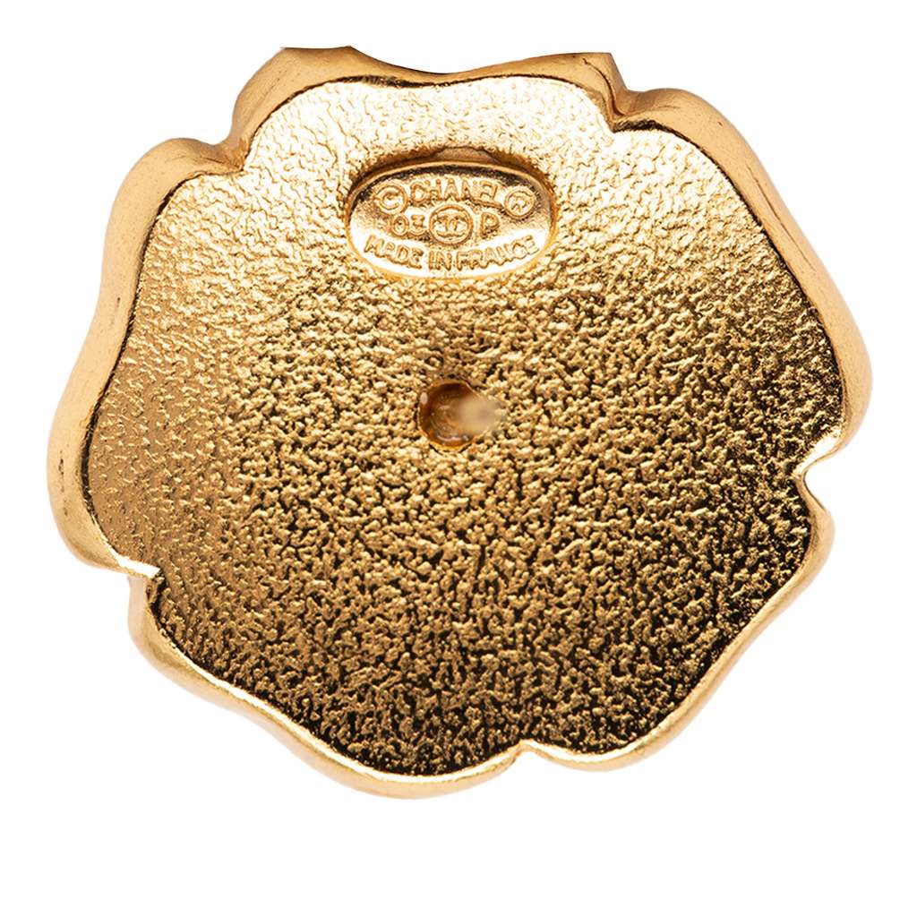 Chanel Enamel Camellia CC Stud Push Back Earrings - 3
