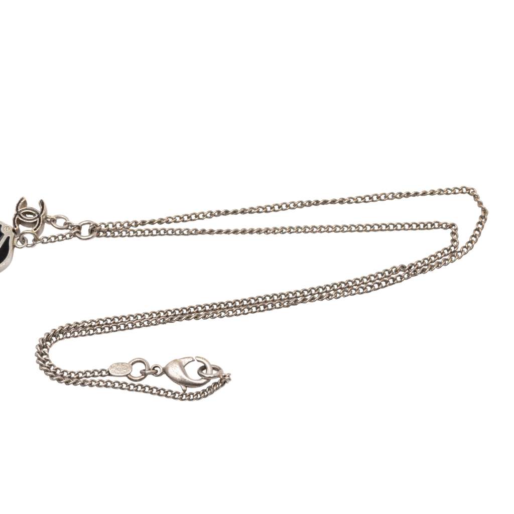 Chanel CC Silver Plated Logo Charm Pendant Necklace - 5