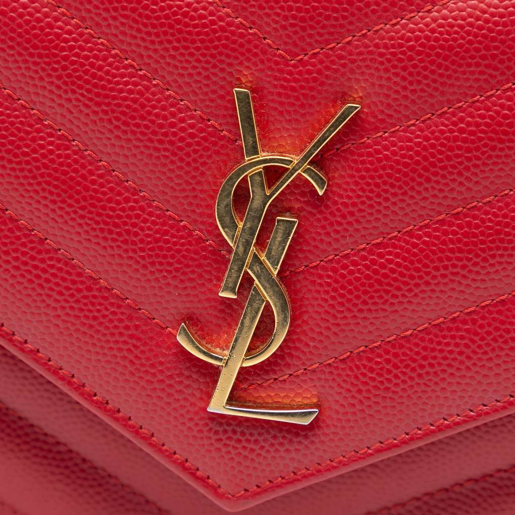 Saint Laurent Grain De Poudre Cassandre Envelope Chain Wallet - 5