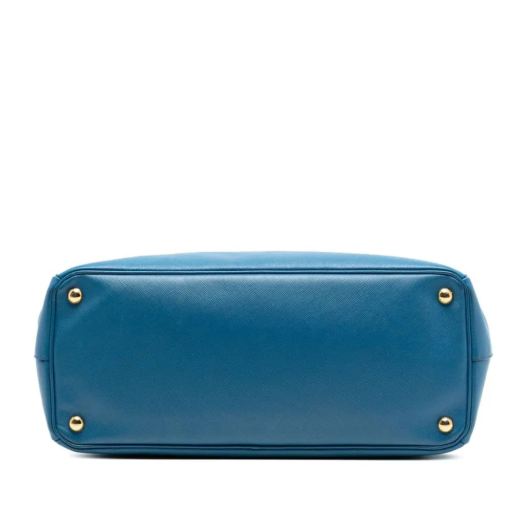 Prada Large Saffiano Lux Galleria Double Zip Tote Blue Leather Good - Inside View