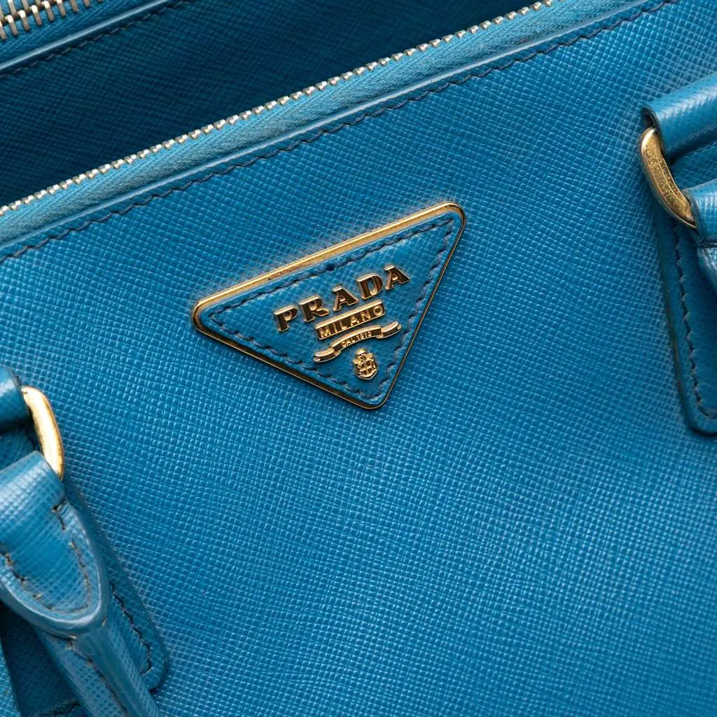 Prada Large Saffiano Lux Galleria Double Zip Tote Blue Leather Good - Box View
