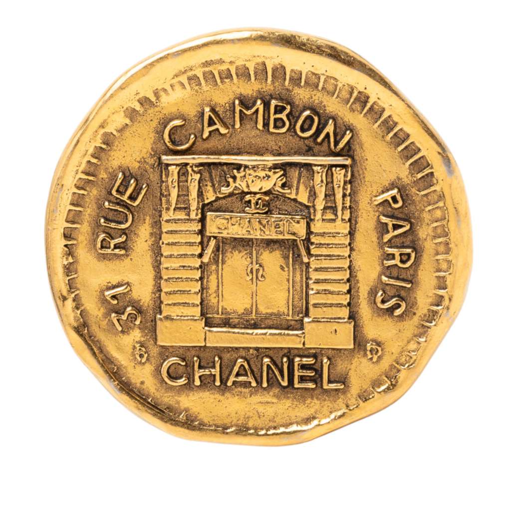 Chanel Gold Plated 31 Rue Cambon Coin Brooch