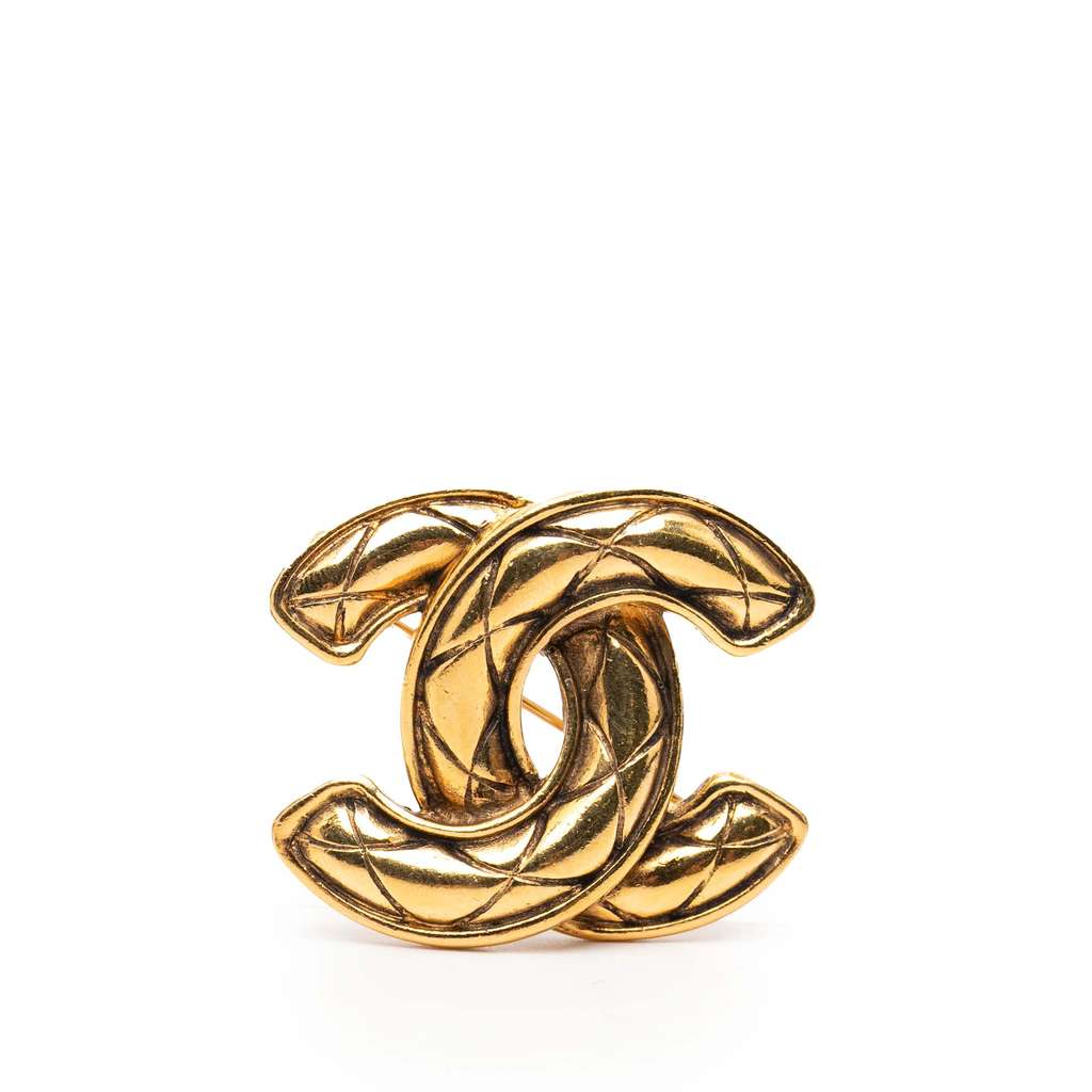 Chanel CC Quilted Gold Plated Brooch