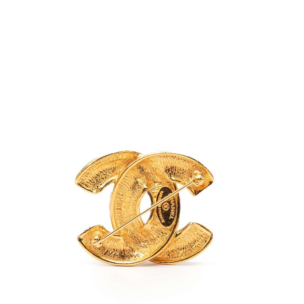 Chanel CC Quilted Gold Plated Brooch - 2