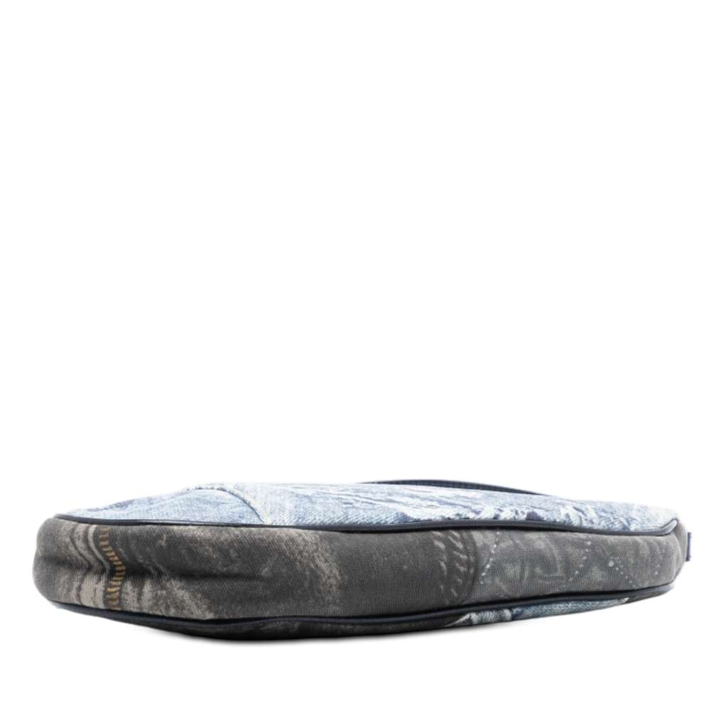 Dior Mini Canvas Denim Print Saddle Pochette - 3