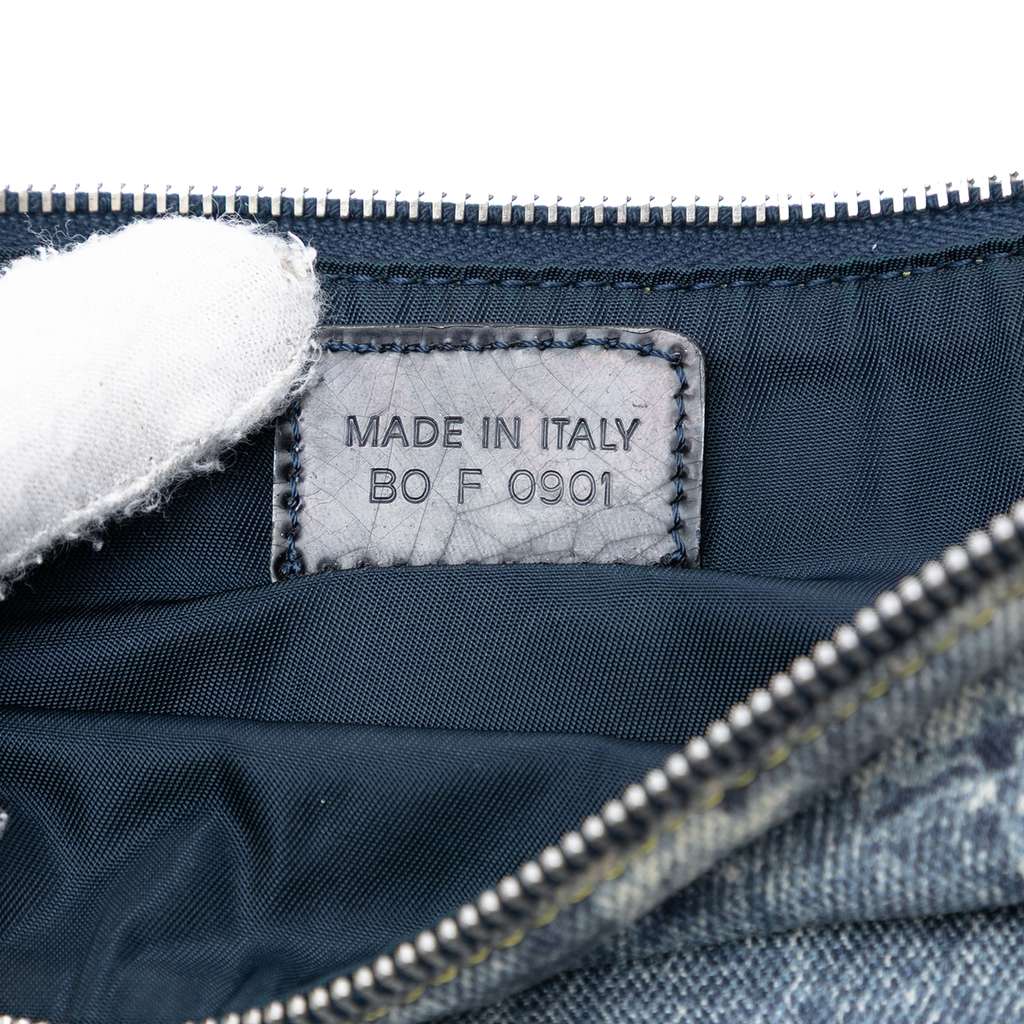 Dior Mini Canvas Denim Print Saddle Pochette - 5