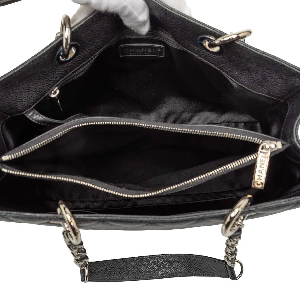 Chanel Caviar Grand Shopping Tote Black Leather Good - Model View