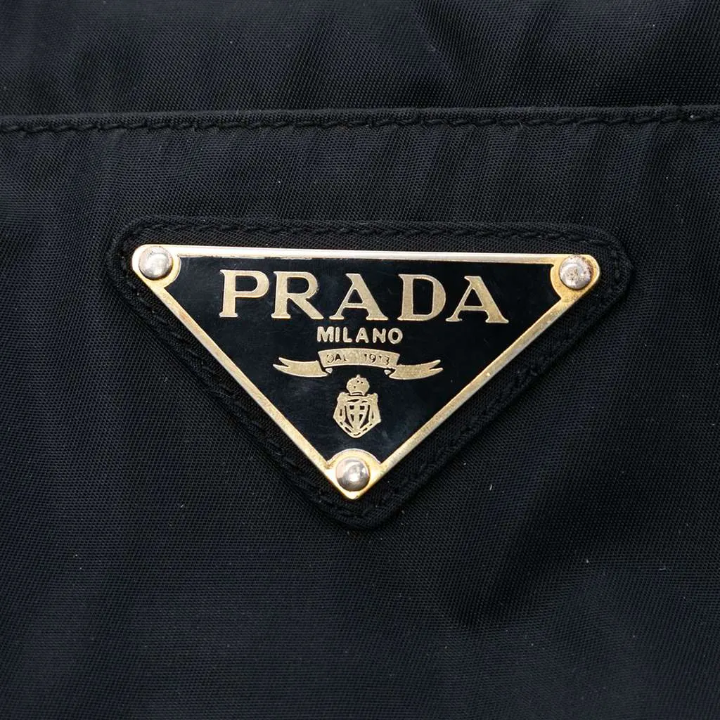 Prada Tessuto Metal Handle Bag Black Good - Box View