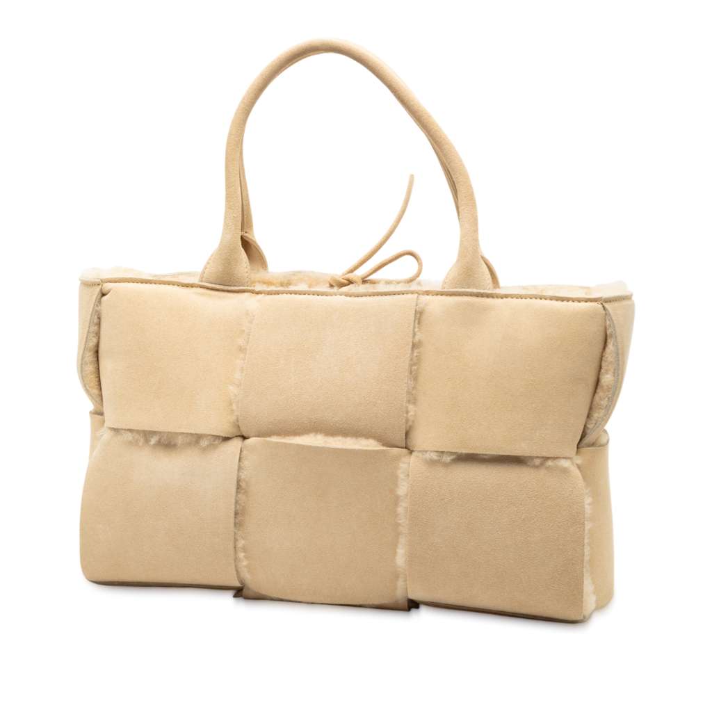 Bottega Veneta Small Suede and Shearling Maxi Intrecciato Arco Tote - 2