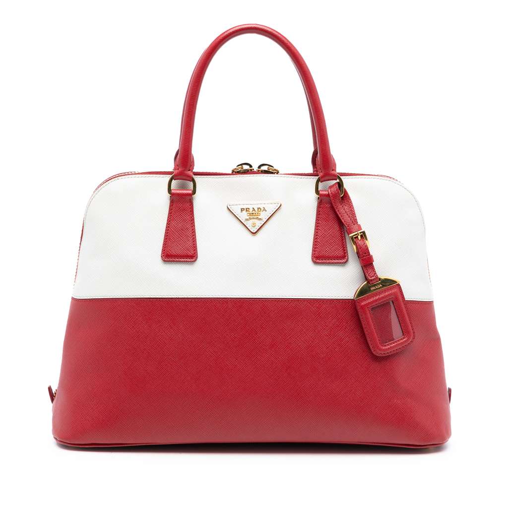 Prada Medium Bicolor Saffiano Lux Promenade Satchel