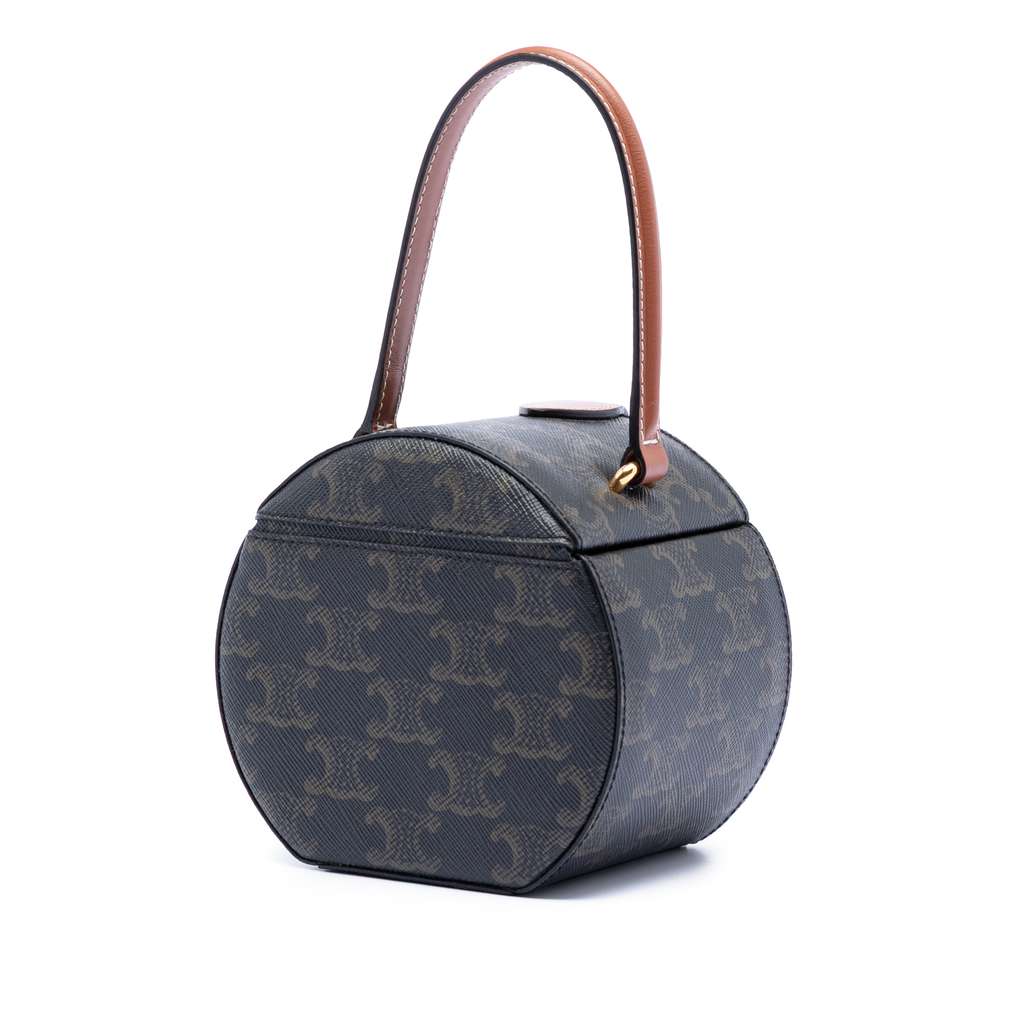 Celine Triomphe Coated Canvas Round Box Handbag - 2