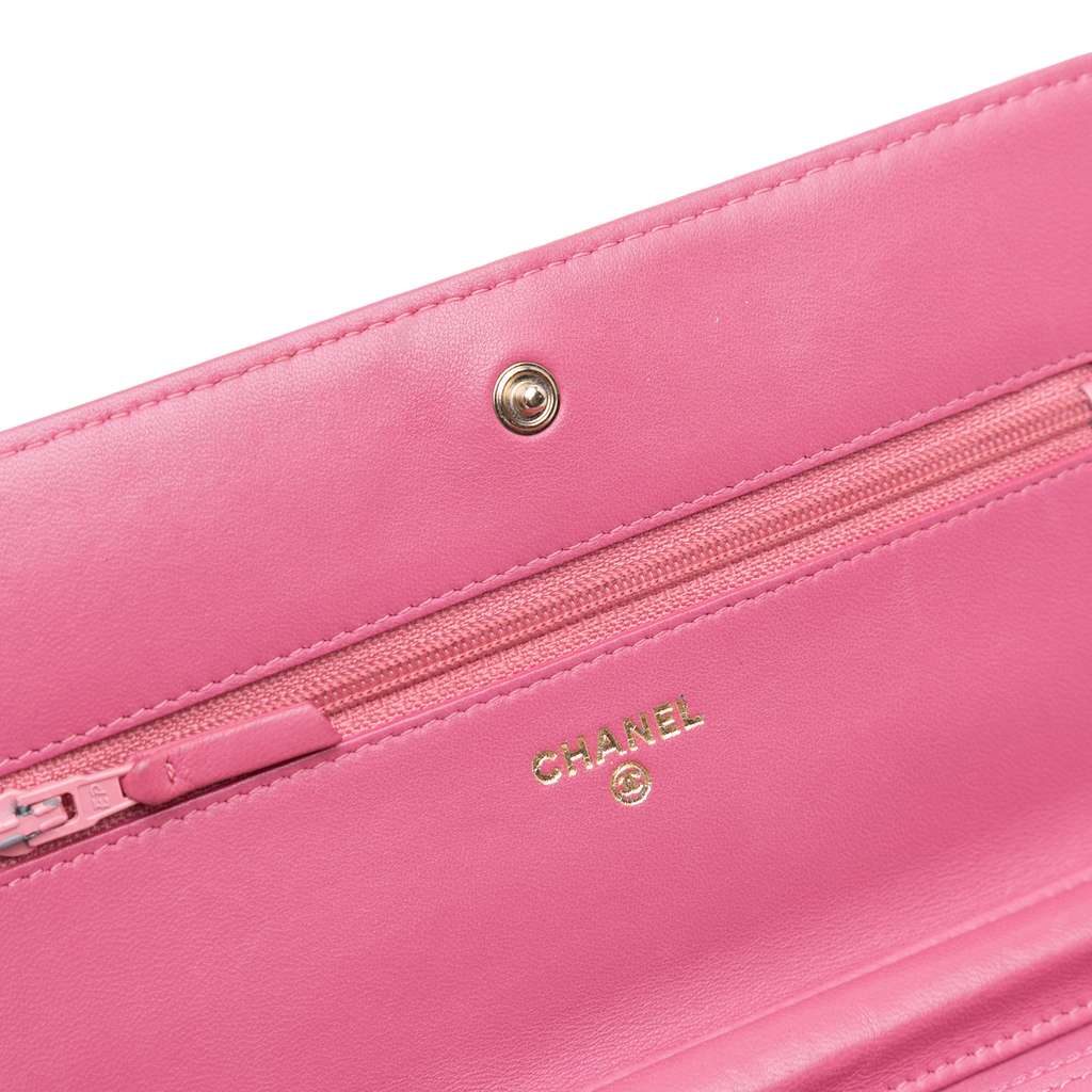 Chanel CC Embossed Lambskin Camellia Wallet On Chain - 5