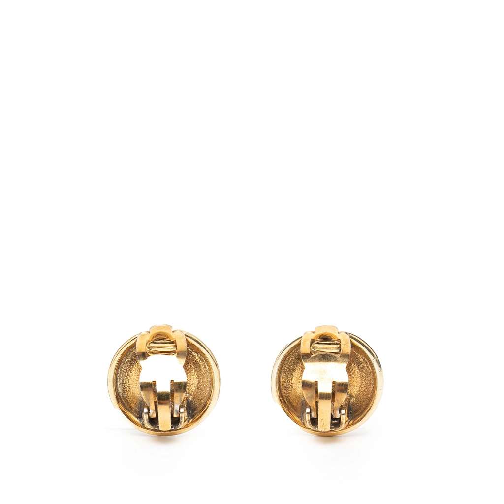 Chanel Gold Plated CC Button Clip on Earrings - 2