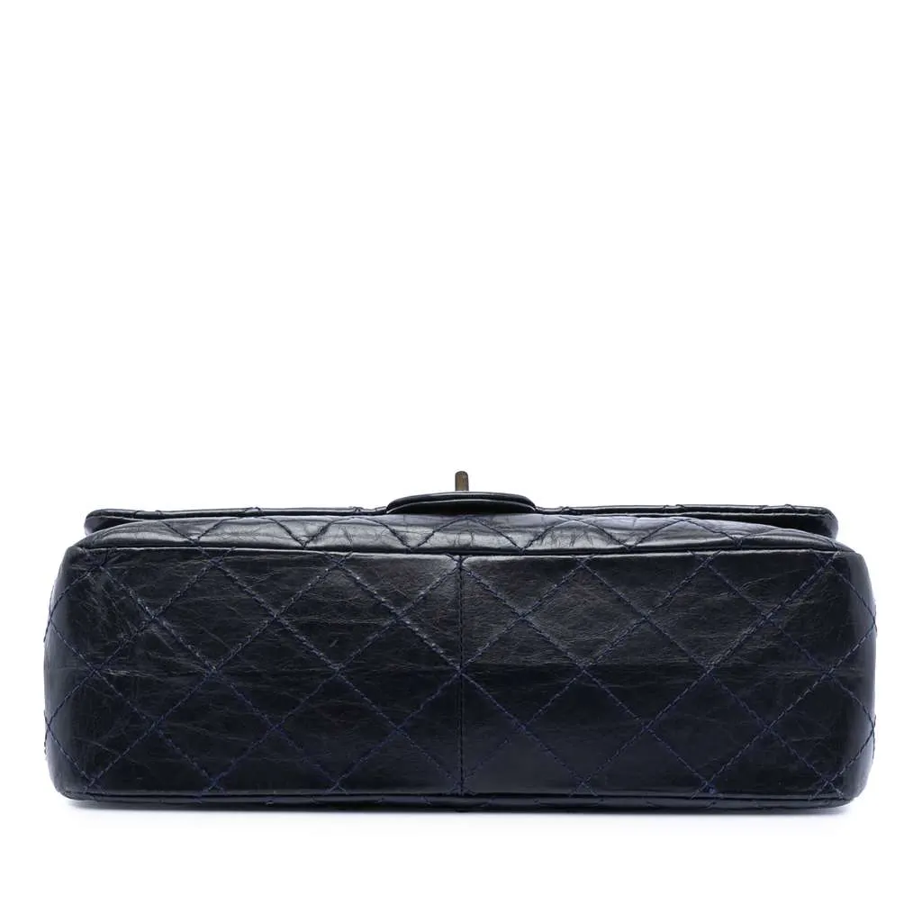 Chanel Quilted Aged Calfskin Reissue 2.55 Double Flap 226 Blue Leather Good - Inside View